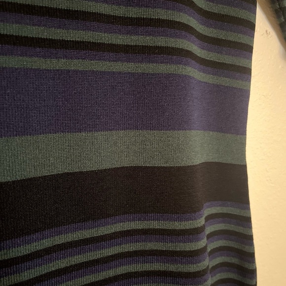 John + Jenn Knit Dress - Women's Medium Green Black Navy EUC - Striped Office - Picture 3 of 13